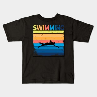 Swimming Vintage Kids T-Shirt